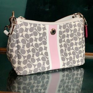 Coach Signature Heritage handbag in gray/pink